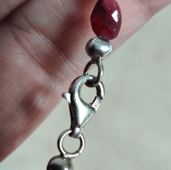 Genuine Faceted Rubies Necklace w/Sterling Silver Clasp - Picture 7 of 16
